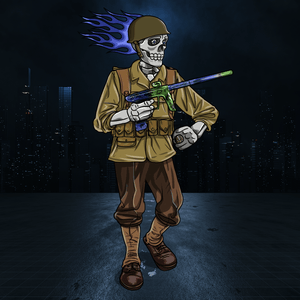 Adrenaline Skully NFT - Joker in WW2 with Helmet and Ring - Adrenaline